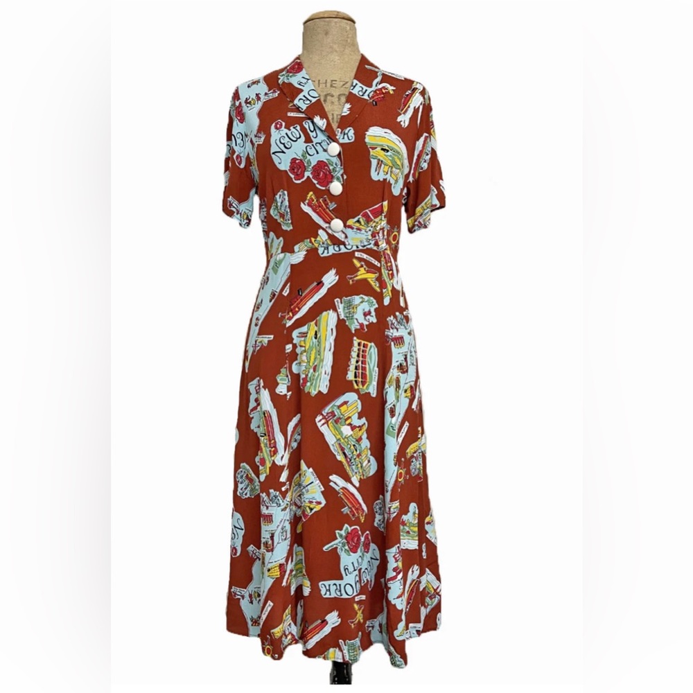Loco Lindo New York City 1940s Souvenir Day Dress XL